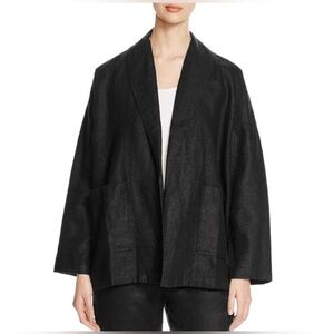 EILEEN FISHER - Black Heavy 100% Linen Jacket. Oversized / relaxed fit. XS